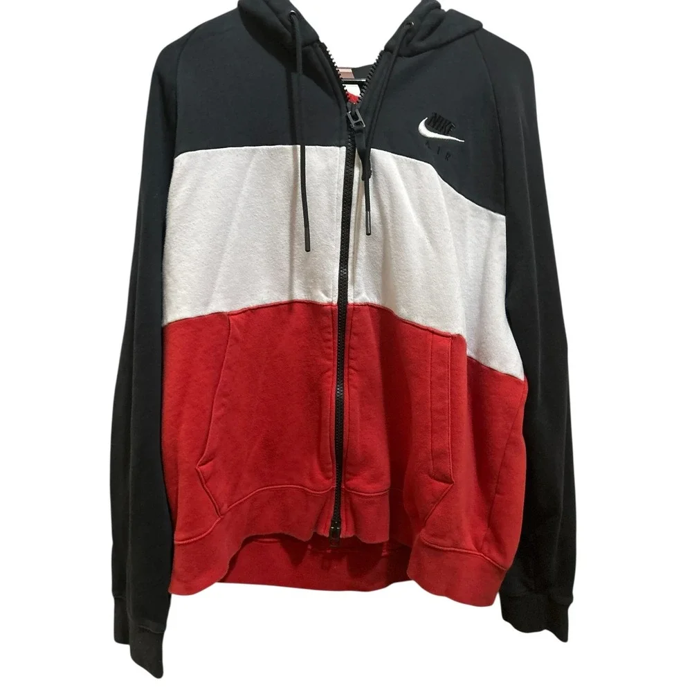 Nike‎ Air Colorblock Zip Up Hoodie Black White Red Men's Size Large